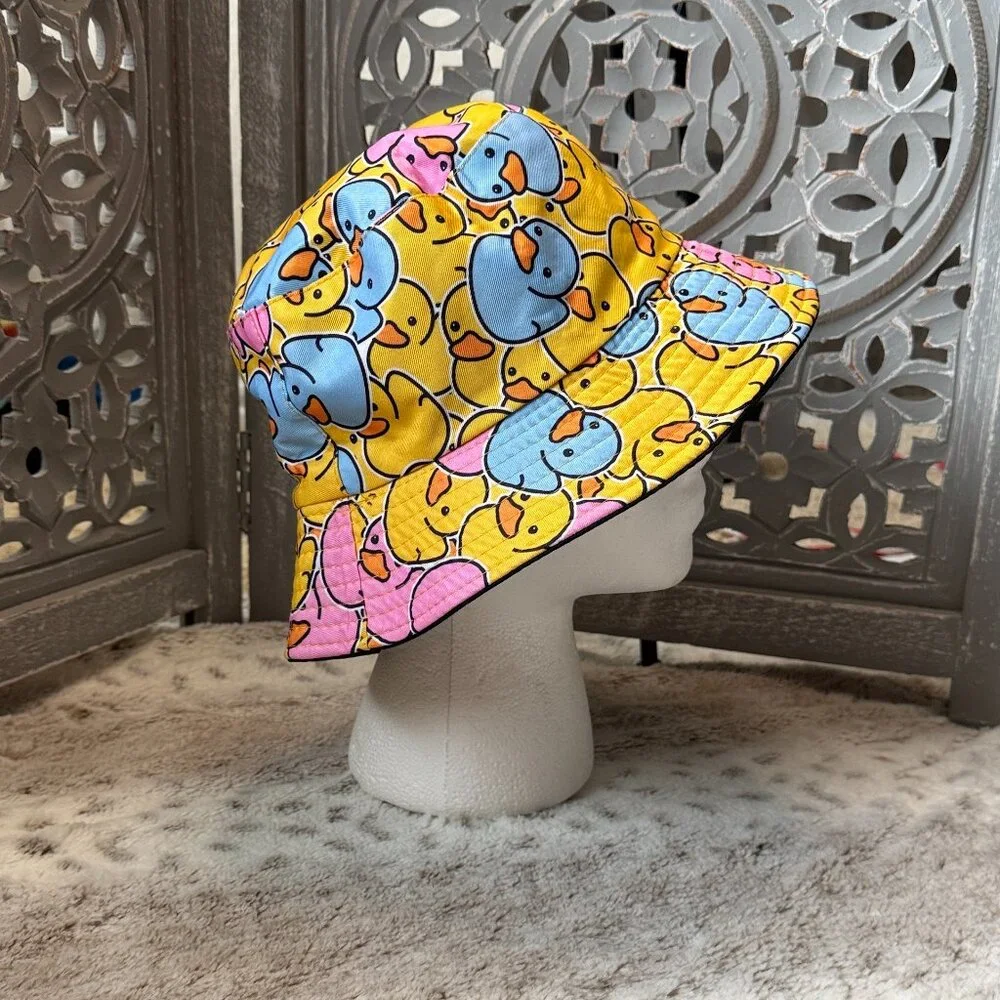Reversible rubber duckie bucket hat kids OS tropical summer vacation kidcore
